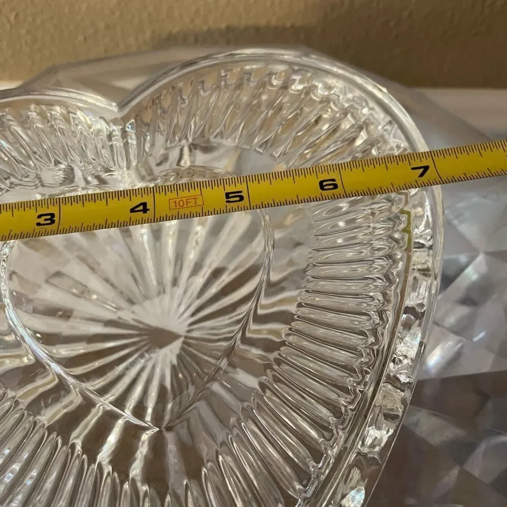 Glass Crystal Large Heart Trinket Box with Lid 7x7 Gorgeous!!